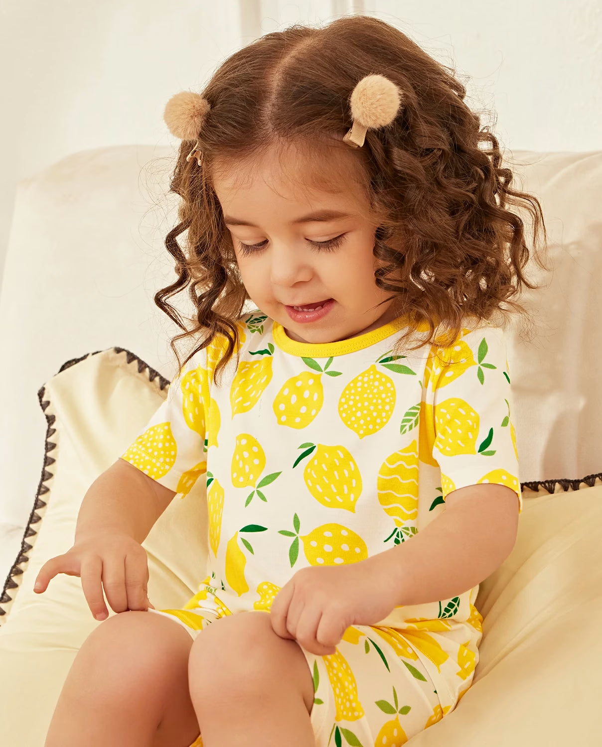 Lemon Tree Short Two-Piece Pajama Set, Lemon Tree bamboo short two piece pjs lifestyle 09