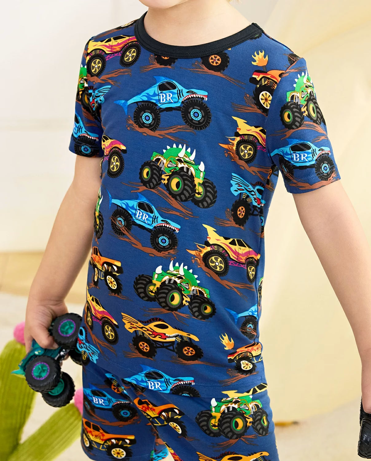 Monster Drive Short Two-Piece Pajama Set, Monster Drive bamboo long two piece pjs lifestyle 010