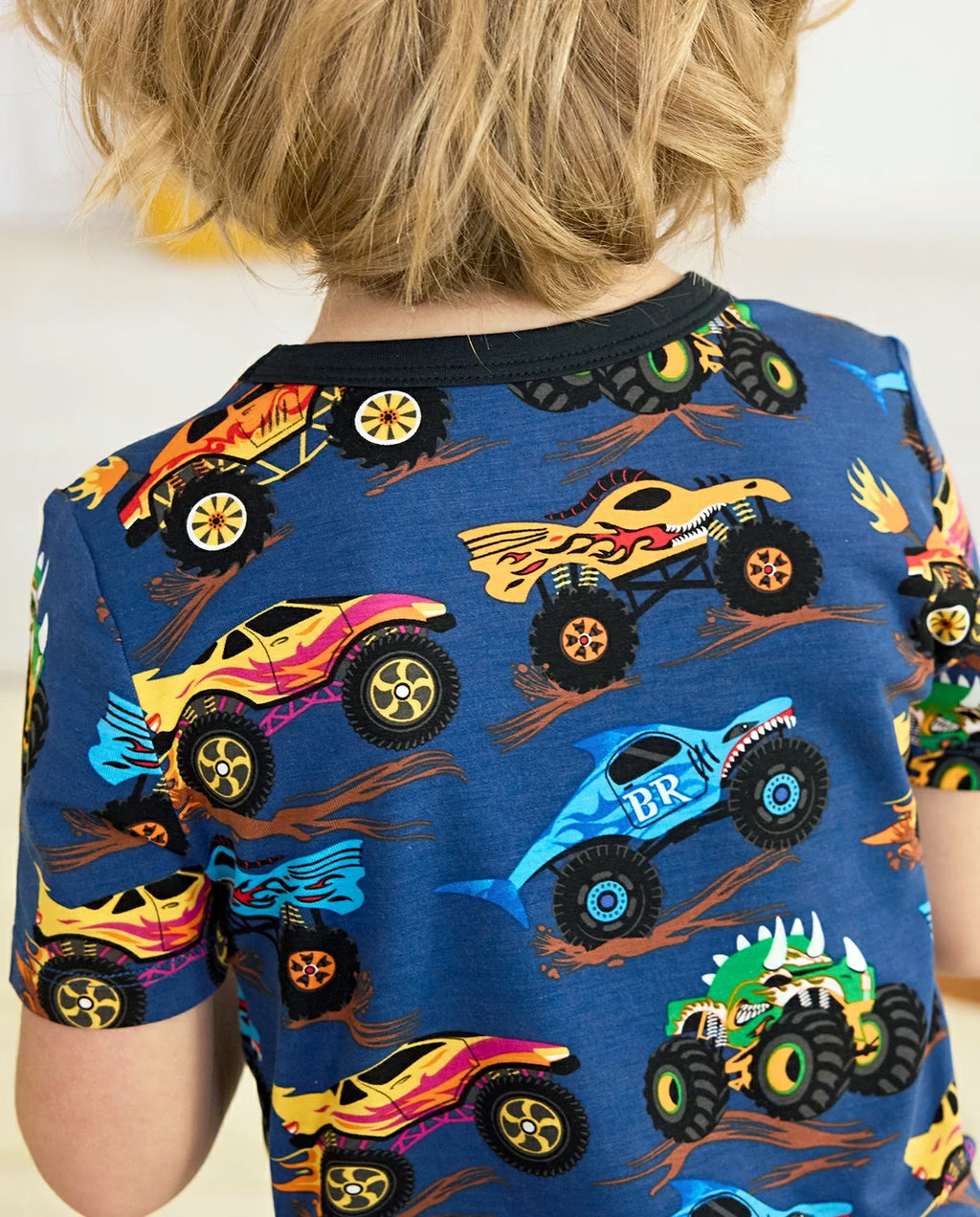 Monster Drive Short Two-Piece Pajama Set, Monster Drive bamboo long two piece pjs lifestyle 03