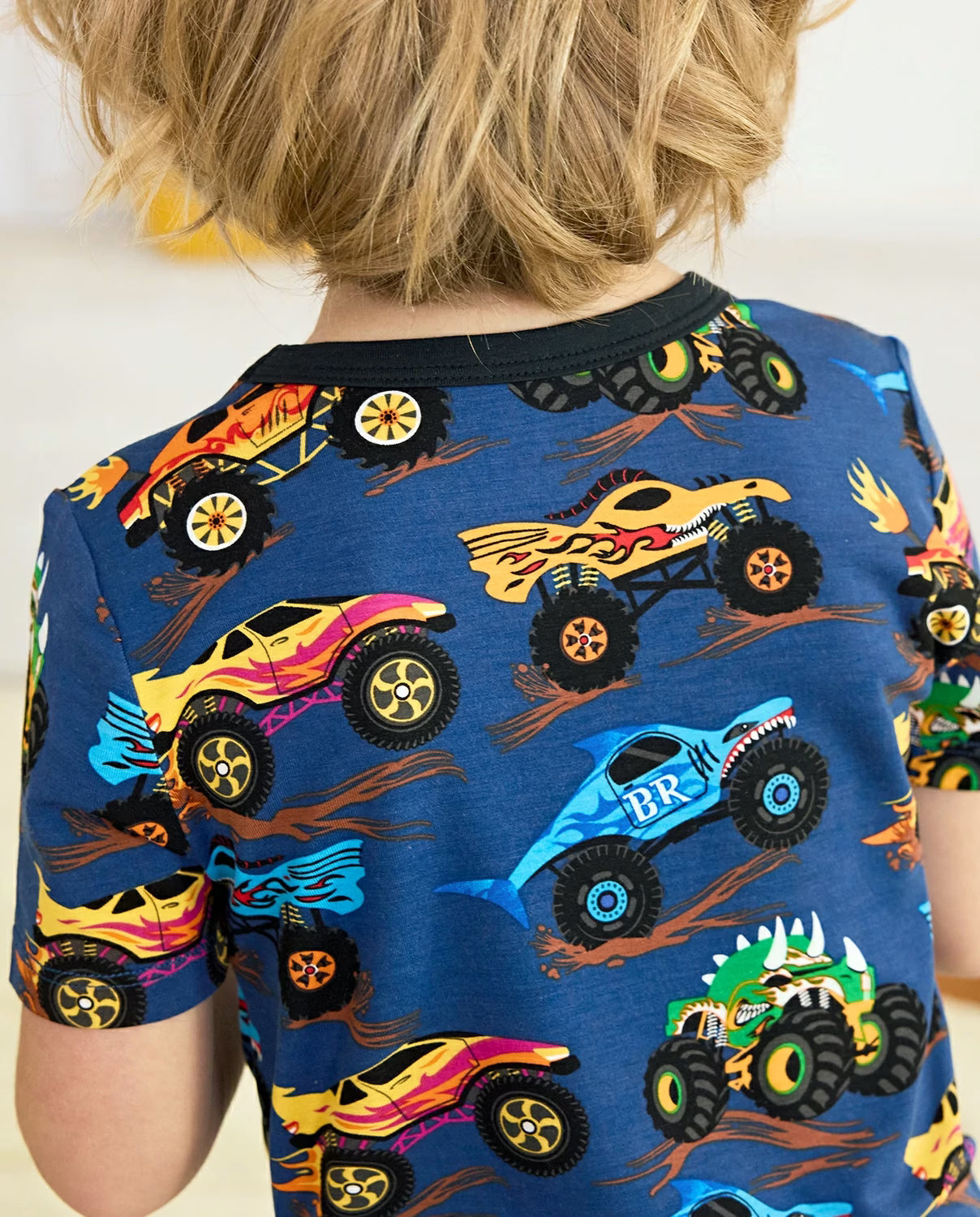 Monster Drive Short Two-Piece Pajama Set, Monster Drive bamboo long two piece pjs lifestyle 03