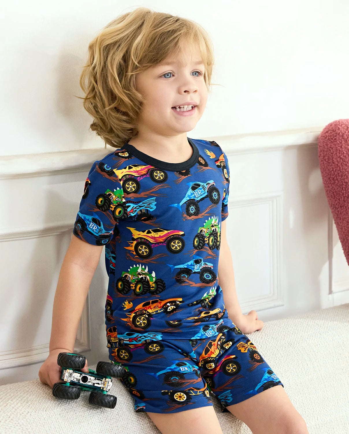 Monster Drive Short Two-Piece Pajama Set, Monster Drive bamboo long two piece pjs lifestyle 05