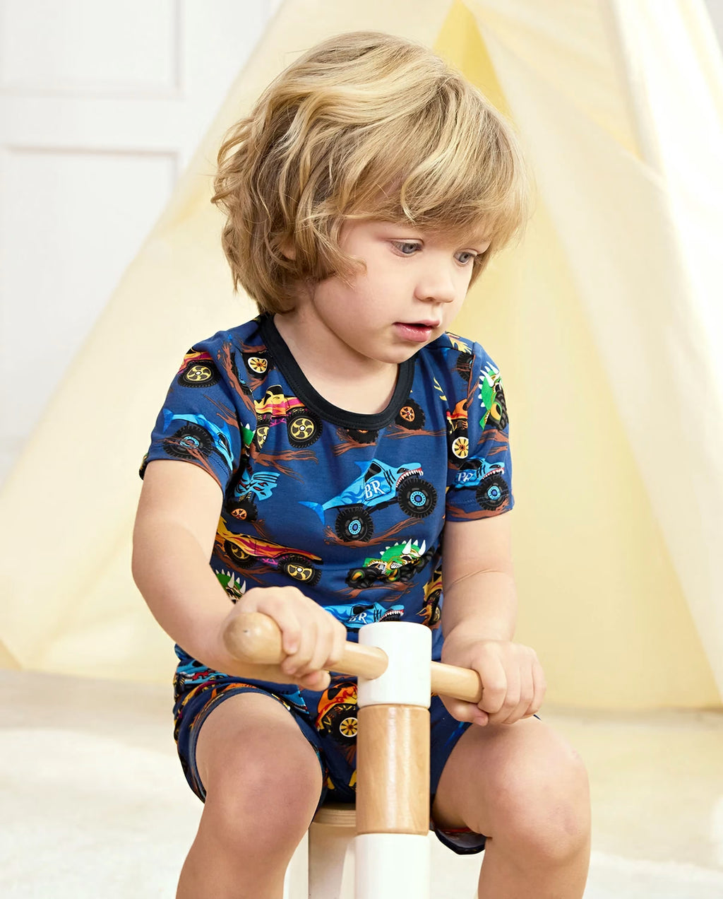 Monster Drive Short Two-Piece Pajama Set, Monster Drive bamboo long two piece pjs lifestyle 08