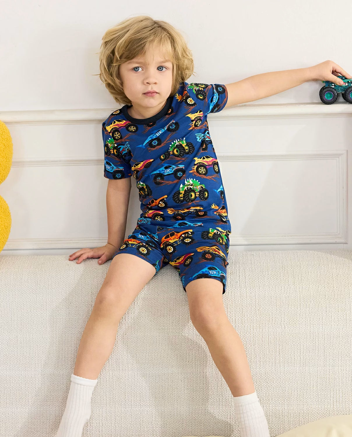 Monster Drive Short Two-Piece Pajama Set, Monster Drive bamboo long two piece pjs lifestyle 09