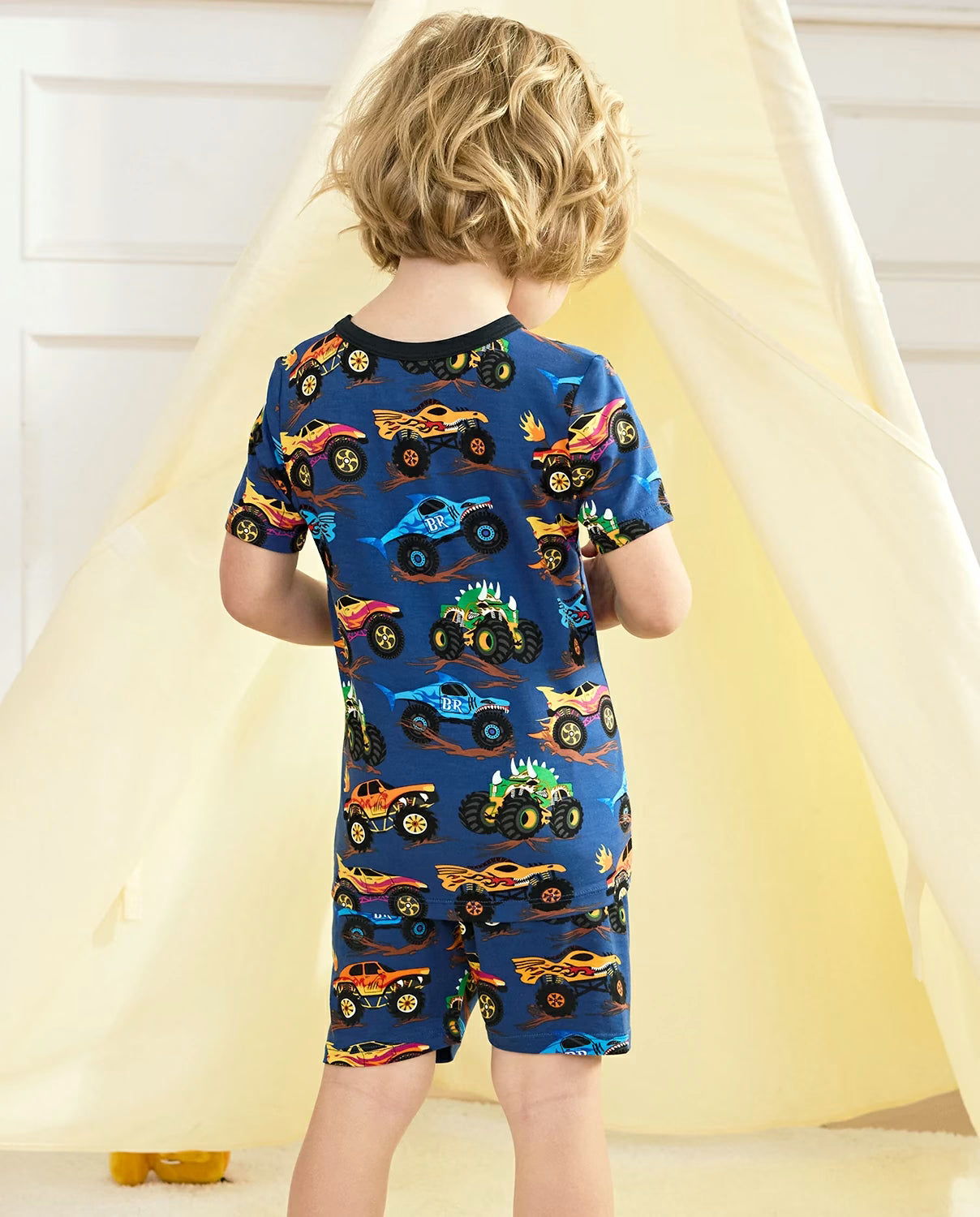 Monster Drive Short Two-Piece Pajama Set, Monster Drive bamboo long two piece pjs lifestyle 11
