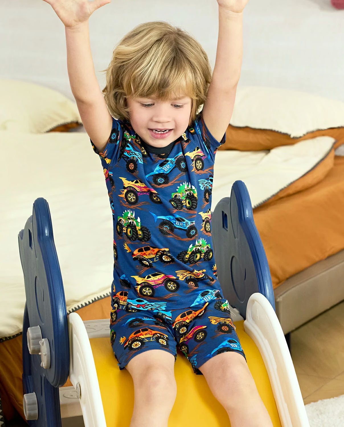 Monster Drive Short Two-Piece Pajama Set, Monster Drive bamboo long two piece pjs lifestyle 12