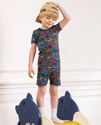 Monster Truck Short Two-Piece Pajama Set, Monster Truck bamboo long two piece pjs lifestyle 03