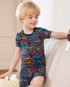 Monster Truck Short Two-Piece Pajama Set, Monster Truck bamboo long two piece pjs lifestyle 04