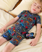 Monster Truck Short Two-Piece Pajama Set, Monster Truck bamboo long two piece pjs lifestyle 06