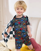 Monster Truck Short Two-Piece Pajama Set, Monster Truck bamboo long two piece pjs lifestyle 07