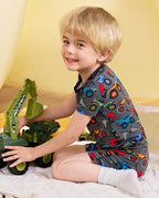 Monster Truck Short Two-Piece Pajama Set, Monster Truck bamboo long two piece pjs lifestyle 08