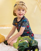 Monster Truck Short Two-Piece Pajama Set, Monster Truck bamboo long two piece pjs lifestyle 09