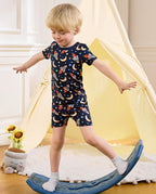 Moonlit Voyage Short Two-Piece Pajama Set, Moonlit Voyage bamboo short two piece pjs lifestyle 02