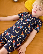 Moonlit Voyage Short Two-Piece Pajama Set, Moonlit Voyage bamboo short two piece pjs lifestyle 04