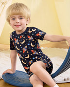 Moonlit Voyage Short Two-Piece Pajama Set, Moonlit Voyage bamboo short two piece pjs lifestyle 05
