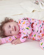 Pink Barnyard Long Two-Piece Pajama Set, Pink Barnyard bamboo long two piece pjs lifestyle 02