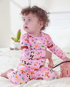 Pink Barnyard Long Two-Piece Pajama Set, Pink Barnyard bamboo long two piece pjs lifestyle 03