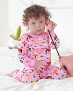 Pink Barnyard Long Two-Piece Pajama Set, Pink Barnyard bamboo long two piece pjs lifestyle 04