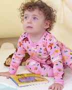 Pink Barnyard Long Two-Piece Pajama Set, Pink Barnyard bamboo long two piece pjs lifestyle 06