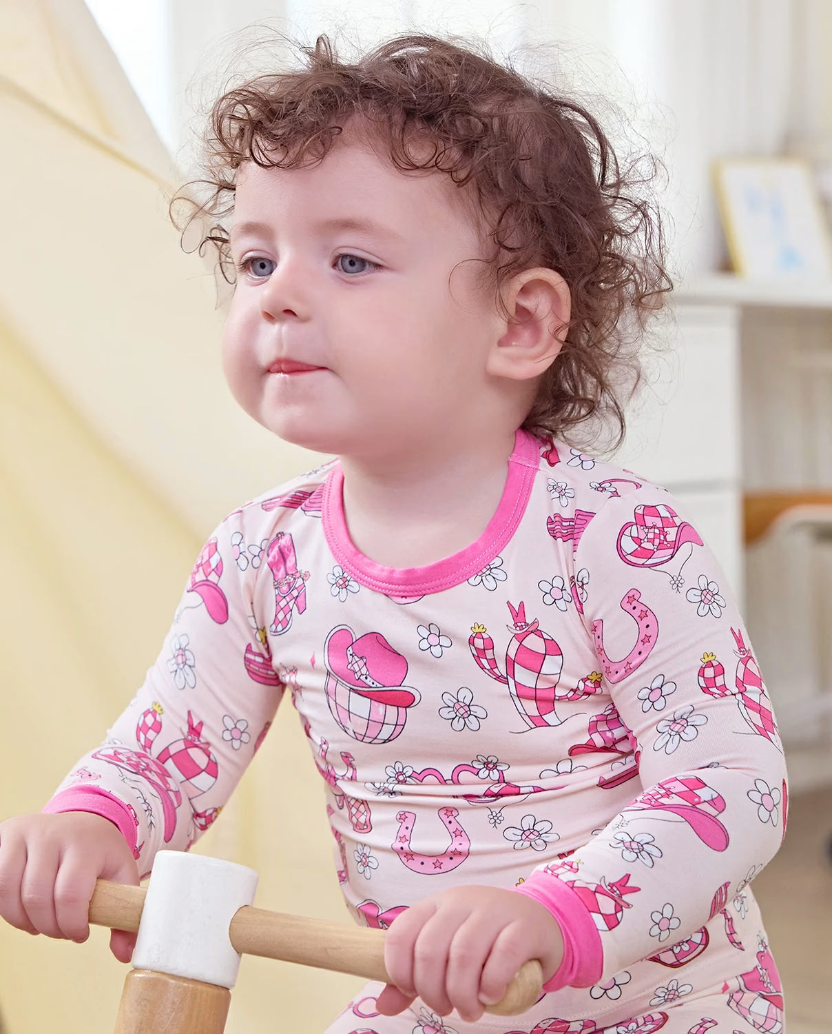 Pink Pistol Long Two-Piece Pajama Set, Pink Pistol bamboo long two piece pjs lifestyle 04