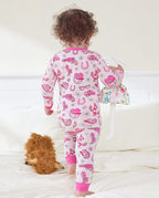 Pink Pistol Long Two-Piece Pajama Set, Pink Pistol bamboo long two piece pjs lifestyle 05