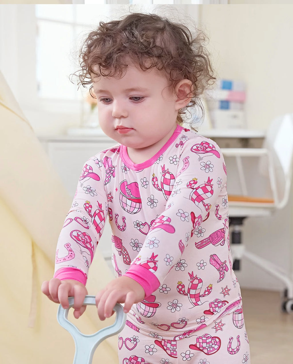 Pink Pistol Long Two-Piece Pajama Set, Pink Pistol bamboo long two piece pjs lifestyle 07