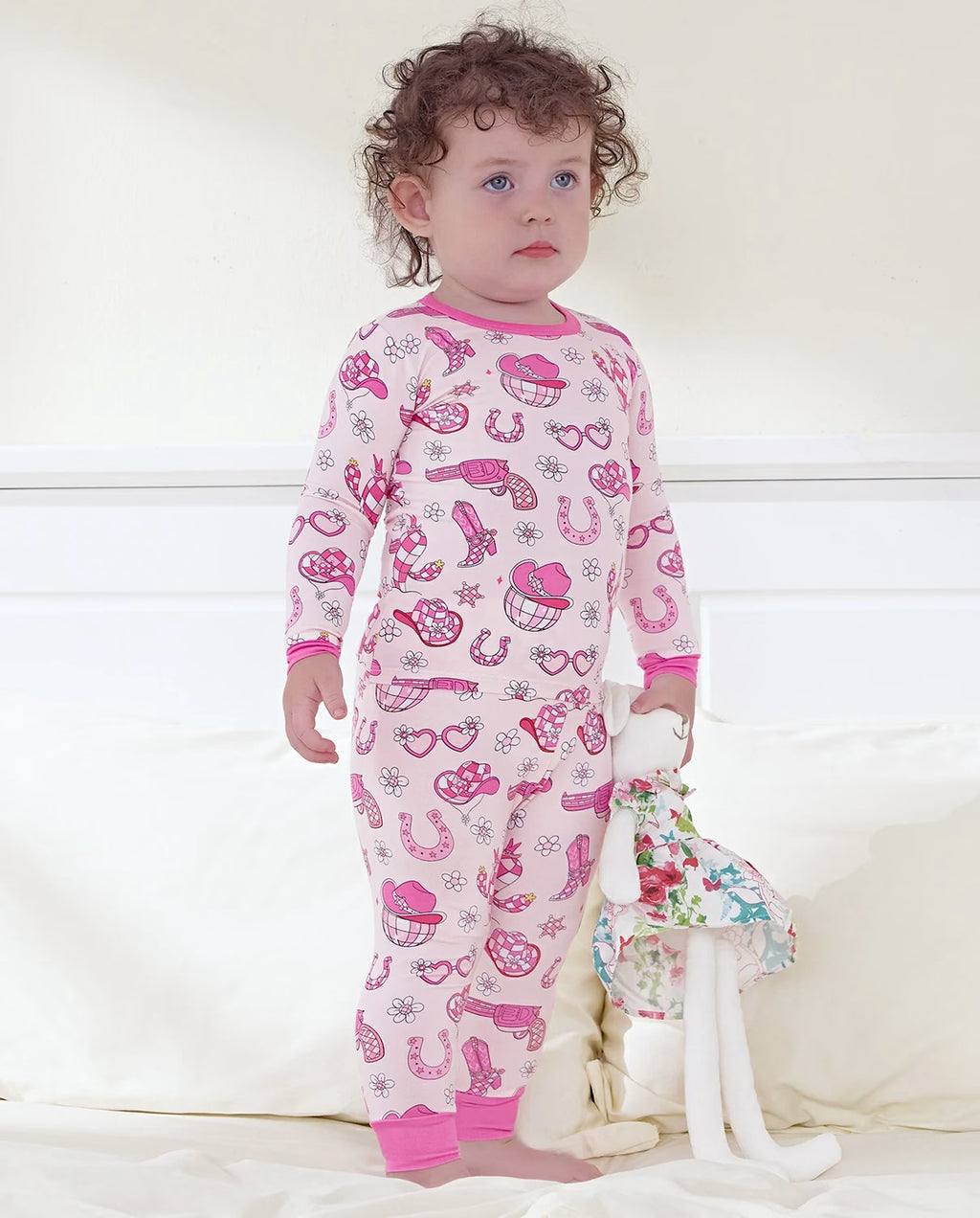 Pink Pistol Long Two-Piece Pajama Set, Pink Pistol bamboo long two piece pjs lifestyle 10