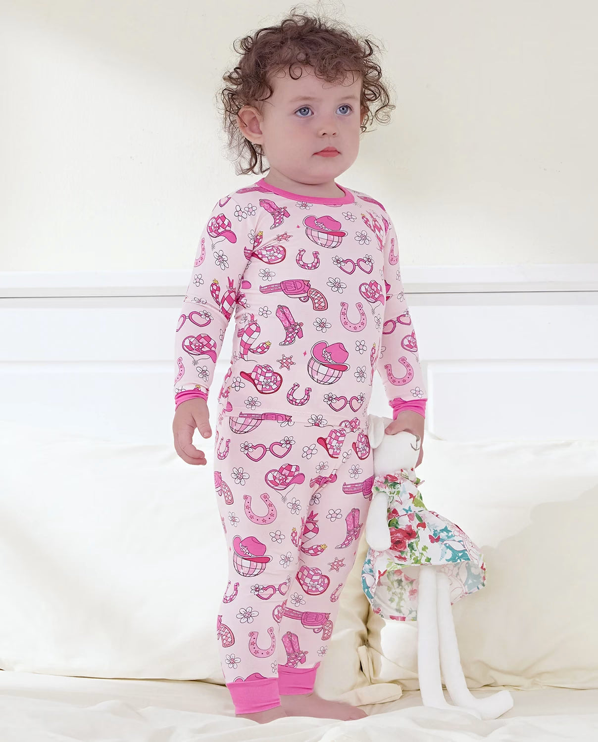 Pink Pistol Long Two-Piece Pajama Set, Pink Pistol bamboo long two piece pjs lifestyle 10