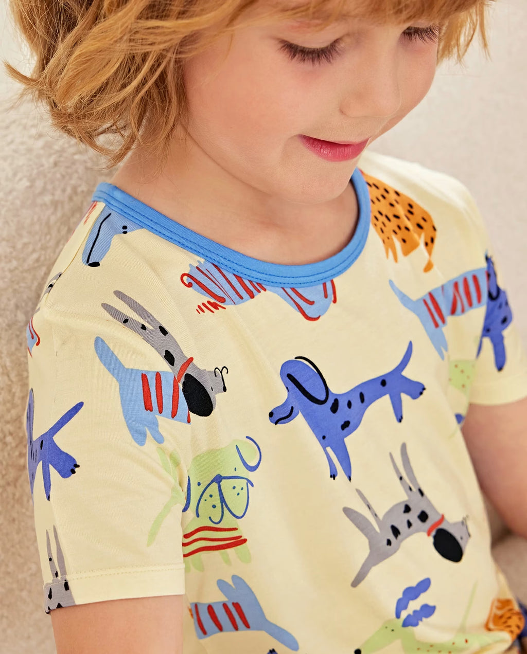 Puppy Bliss Short Two-Piece Pajama Set, Puppy Bliss bamboo short two piece pjs lifestyle 01