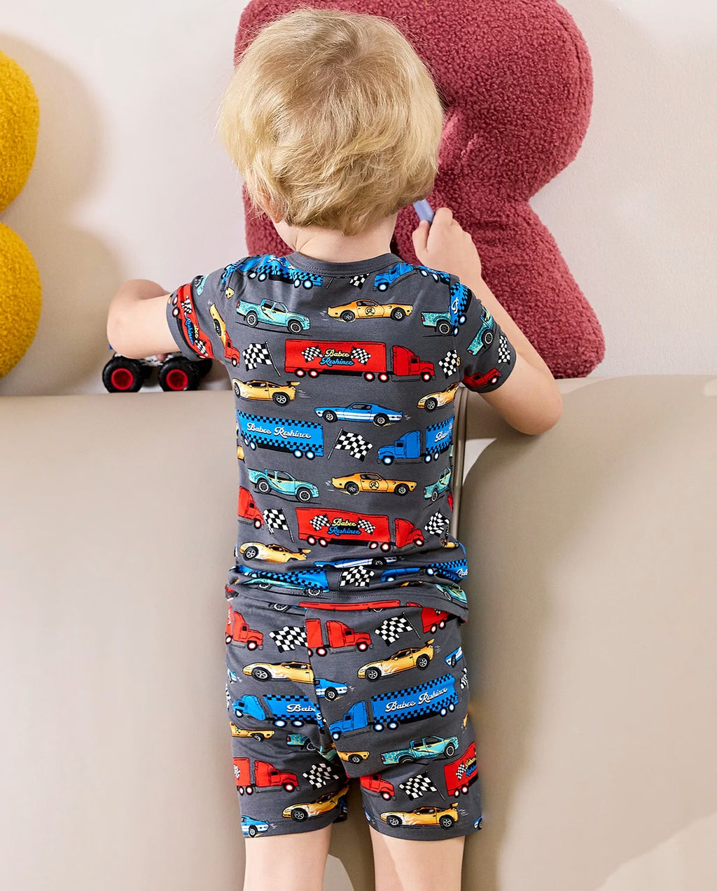 Race Kings Short Two-Piece Pajama Set, Race Kings bamboo short two piece pjs lifestyle 04