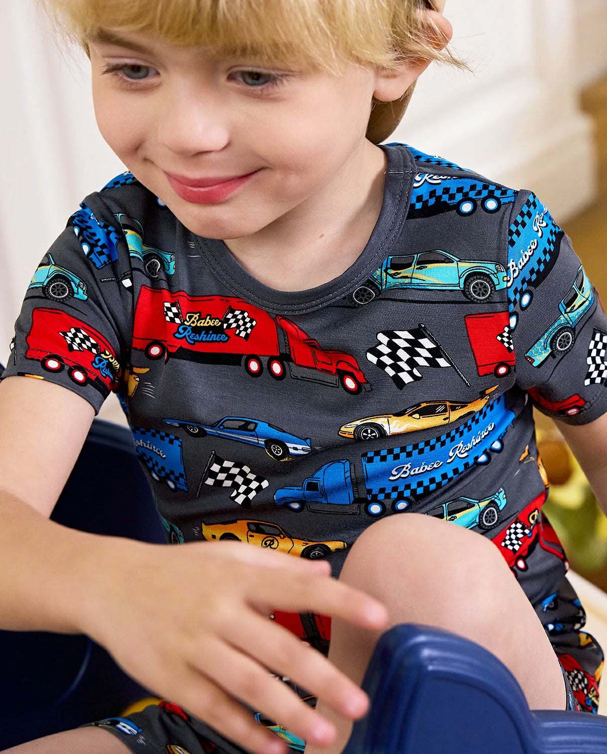 Race Kings Short Two-Piece Pajama Set, Race Kings bamboo short two piece pjs lifestyle 05