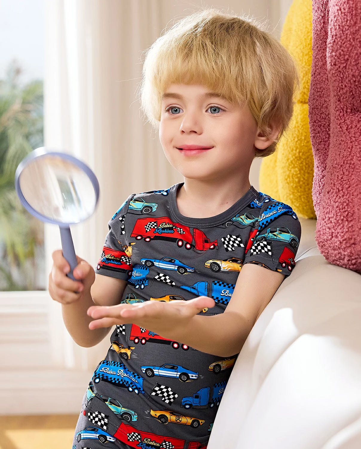 Race Kings Short Two-Piece Pajama Set, Race Kings bamboo short two piece pjs lifestyle 06