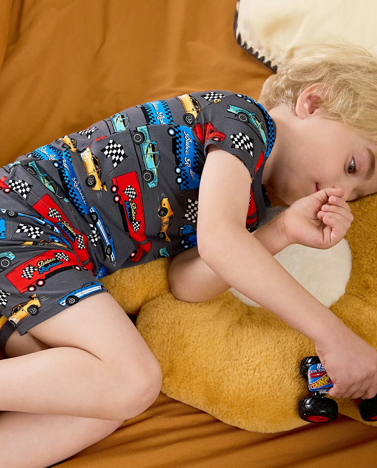 Race Kings Short Two-Piece Pajama Set, Race Kings bamboo short two piece pjs lifestyle 08