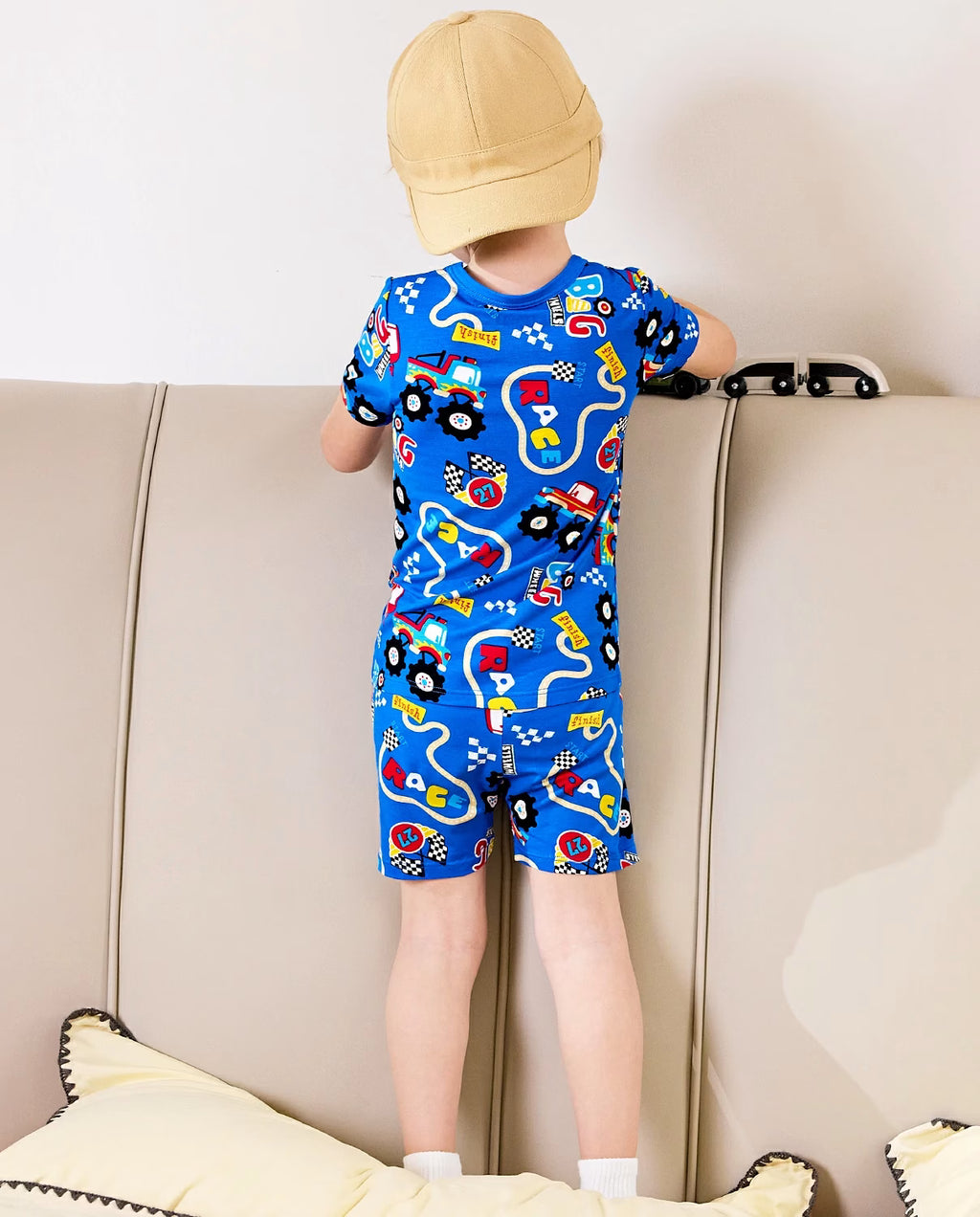Ready? Go! Short Two-Piece Pajama Set, Ready Go bamboo short two piece pjs lifestyle 02