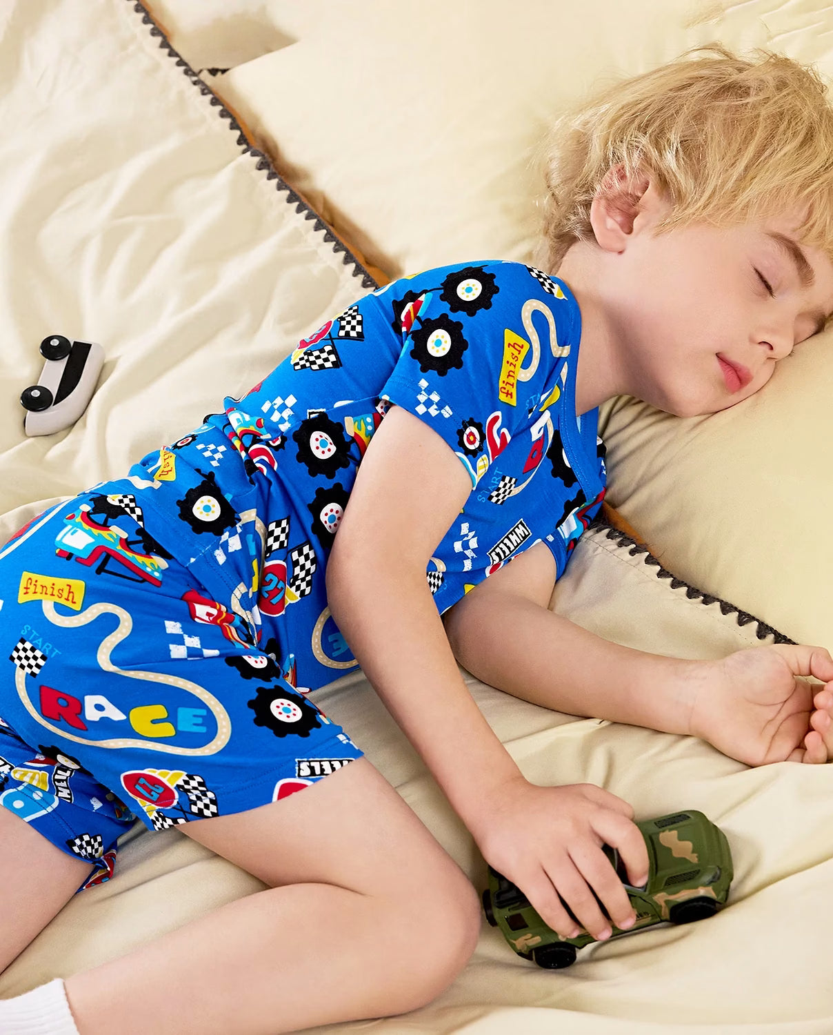 Ready? Go! Short Two-Piece Pajama Set, Ready Go bamboo short two piece pjs lifestyle 03