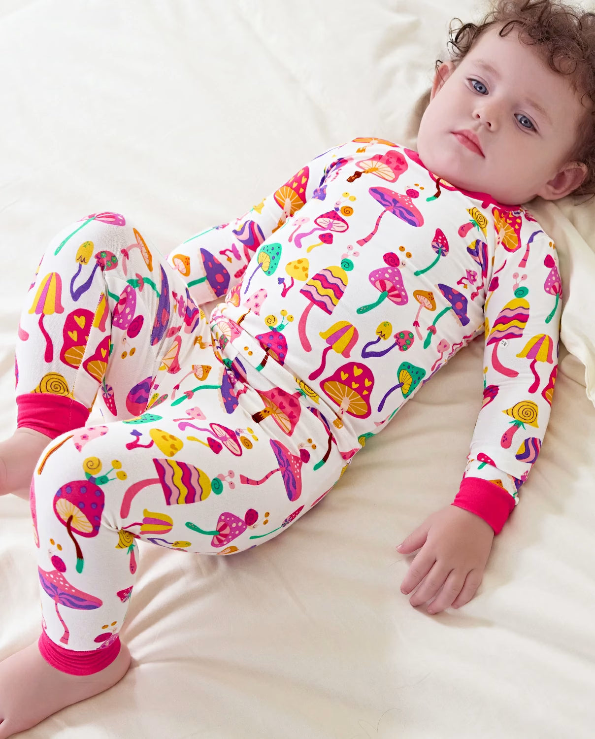 Shroom Bloom Long Two-Piece Pajama Set, Shroom Bloom bamboo long two piece pjs lifestyle 04
