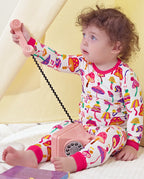 Shroom Bloom Long Two-Piece Pajama Set, Shroom Bloom bamboo long two piece pjs lifestyle 06
