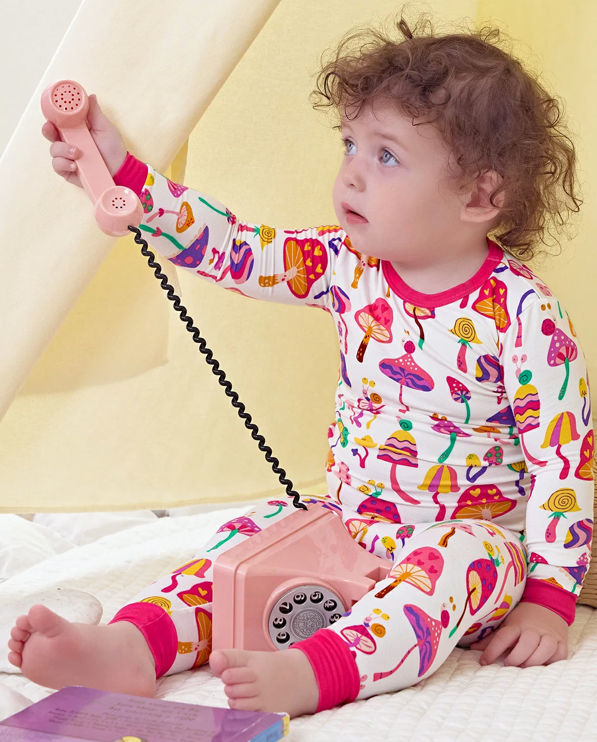 Shroom Bloom Long Two-Piece Pajama Set, Shroom Bloom bamboo long two piece pjs lifestyle 06