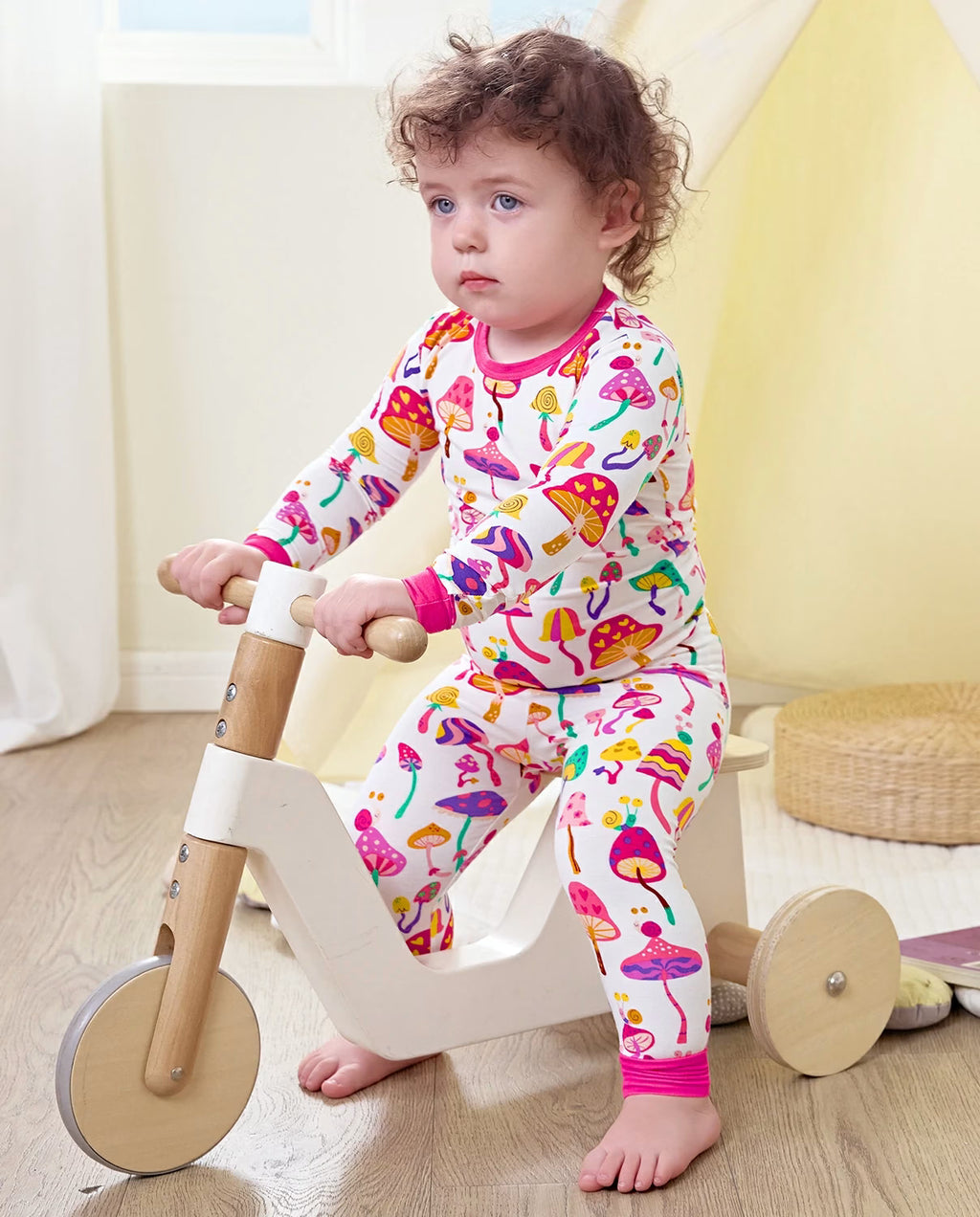 Shroom Bloom Long Two-Piece Pajama Set, Shroom Bloom bamboo long two piece pjs lifestyle 08