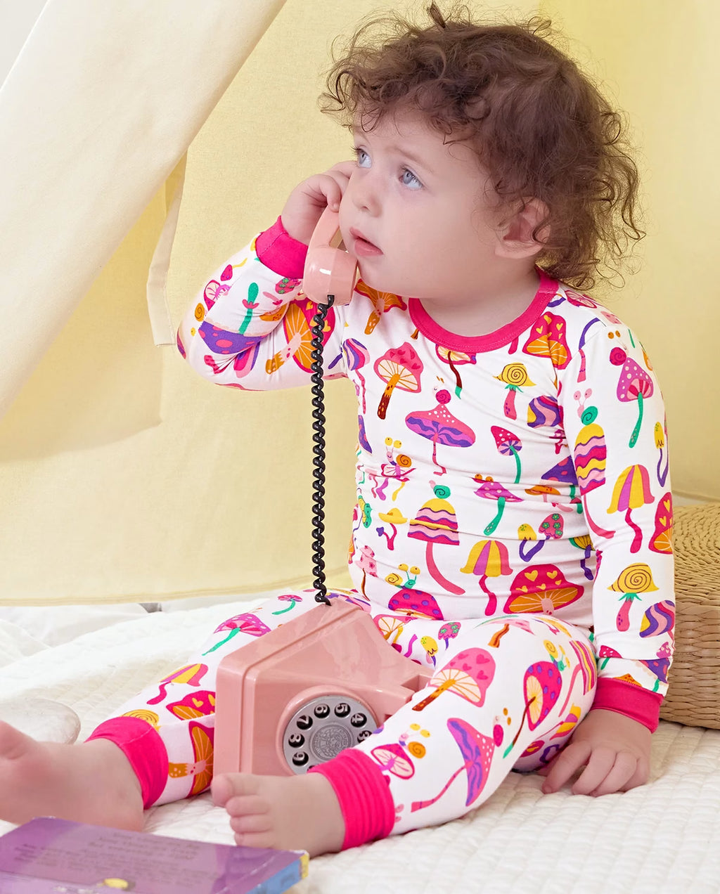 Shroom Bloom Long Two-Piece Pajama Set, Shroom Bloom bamboo long two piece pjs lifestyle 10