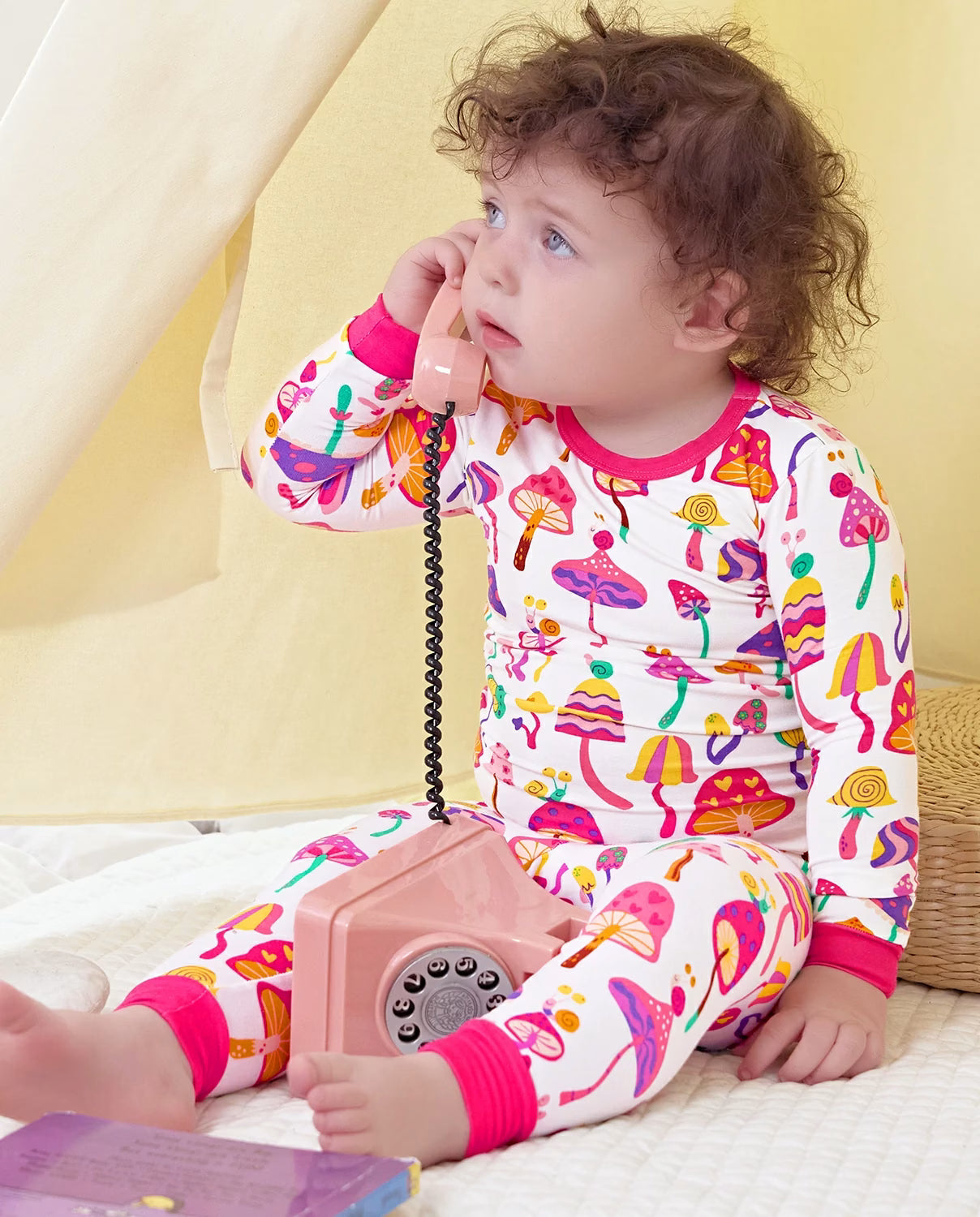 Shroom Bloom Long Two-Piece Pajama Set, Shroom Bloom bamboo long two piece pjs lifestyle 10