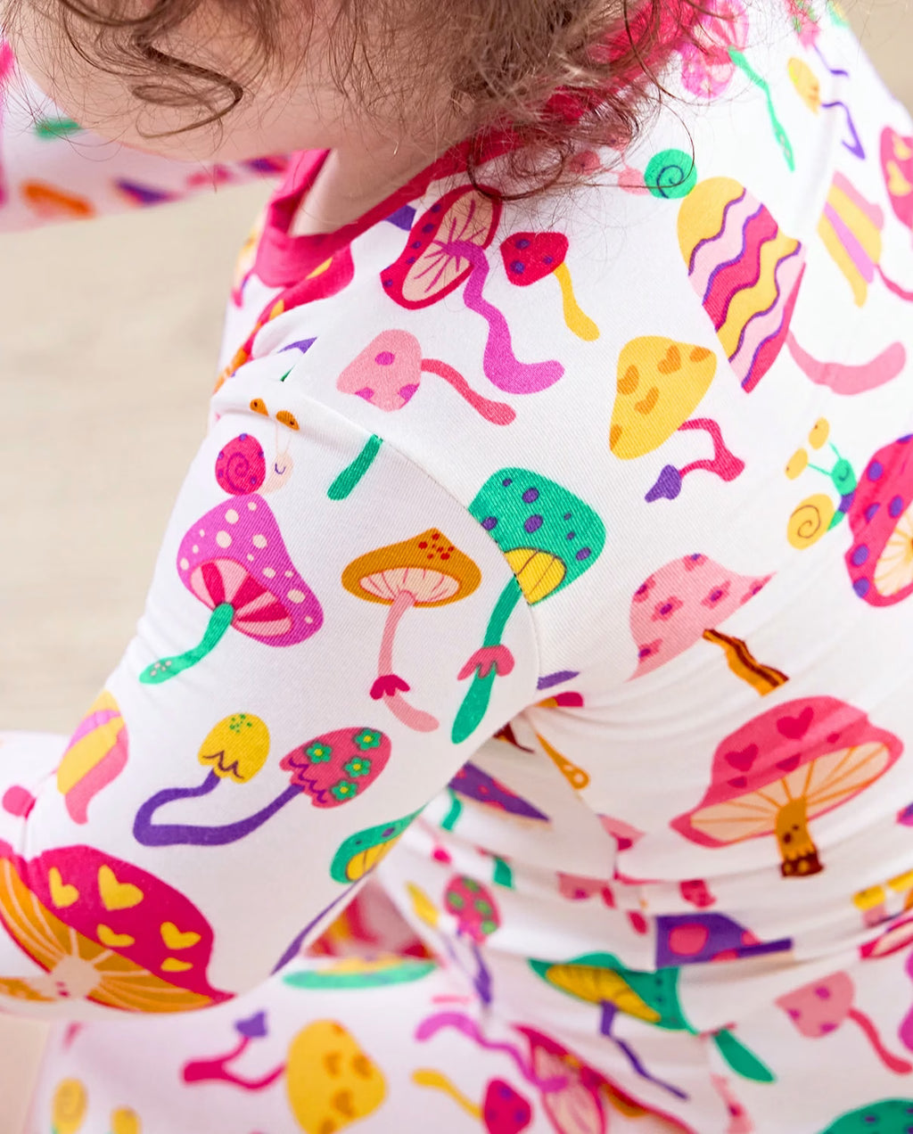 Shroom Bloom Long Two-Piece Pajama Set, Shroom Bloom bamboo long two piece pjs lifestyle 11