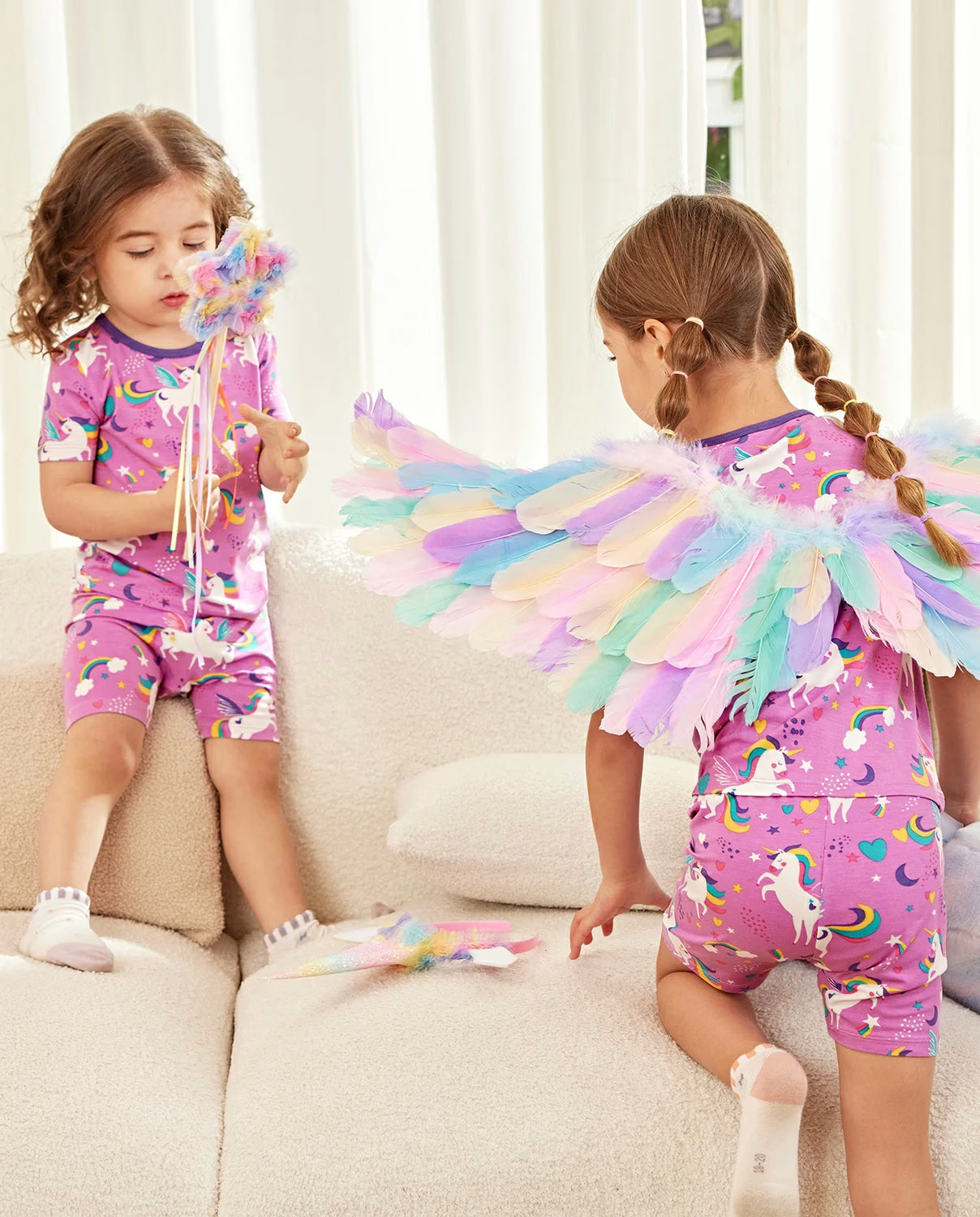 Unicorn Park Short Two-Piece Pajama Set, Unicorn Park bamboo short two piece pjs lifestyle 03