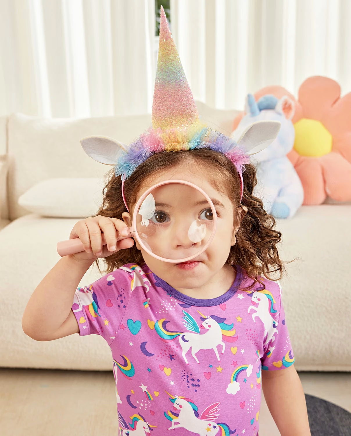 Unicorn Park Short Two-Piece Pajama Set, Unicorn Park bamboo short two piece pjs lifestyle 04