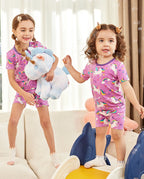 Unicorn Park Short Two-Piece Pajama Set, Unicorn Park bamboo short two piece pjs lifestyle 05
