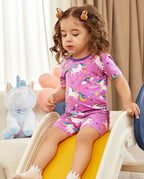 Unicorn Park Short Two-Piece Pajama Set, Unicorn Park bamboo short two piece pjs lifestyle 06