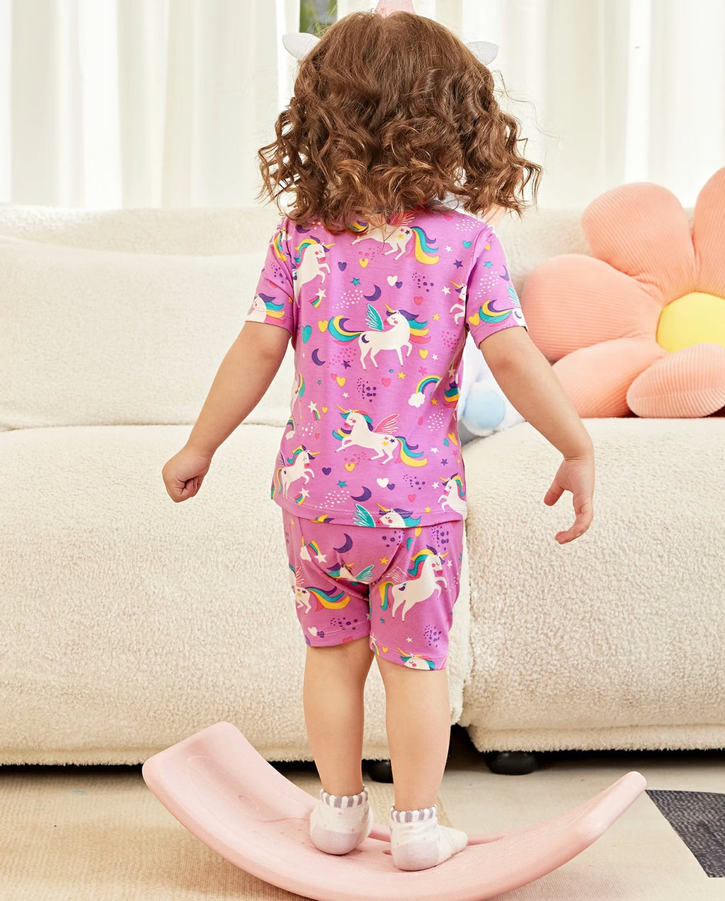 Unicorn Park Short Two-Piece Pajama Set, Unicorn Park bamboo short two piece pjs lifestyle 07