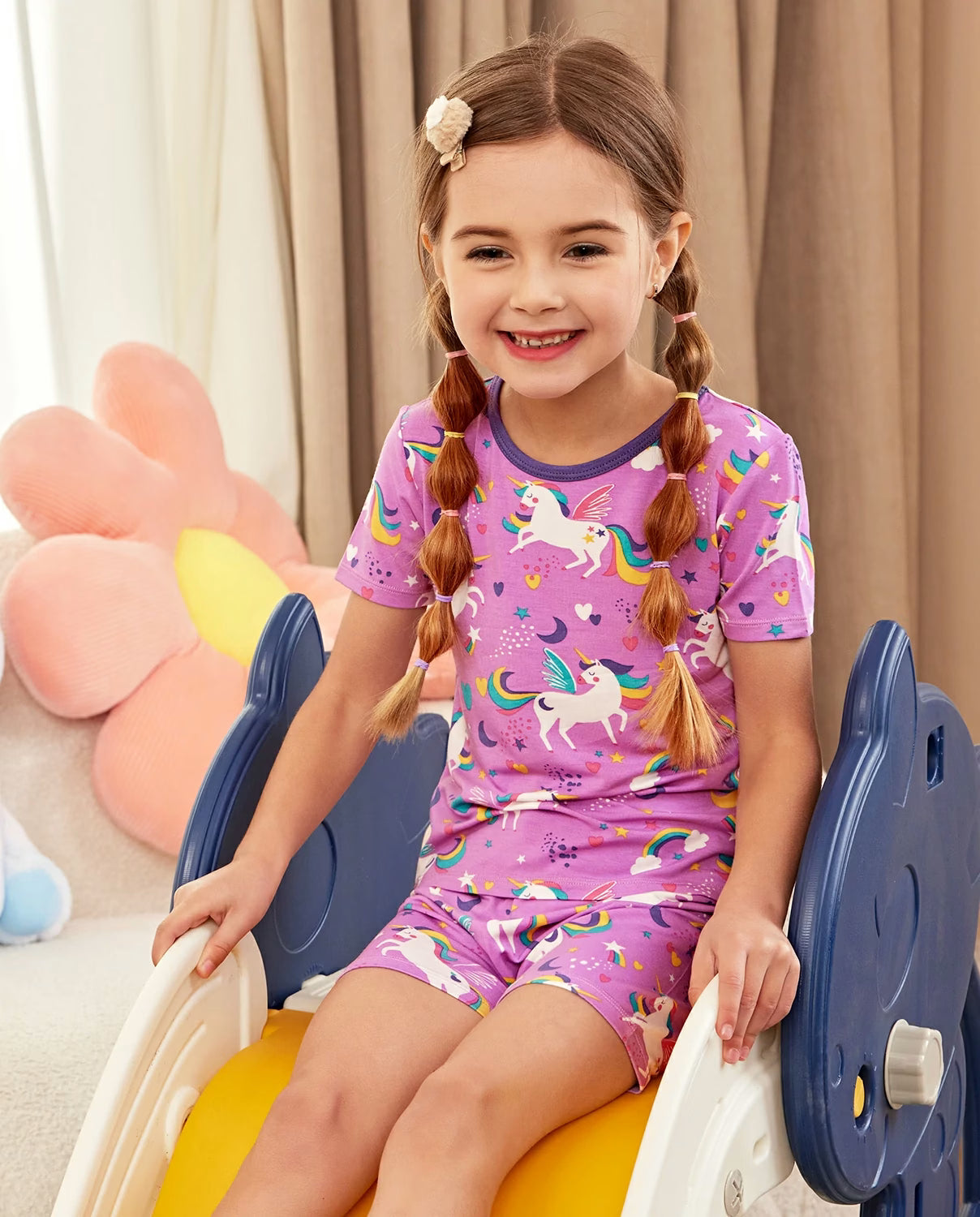 Unicorn Park Short Two-Piece Pajama Set, Unicorn Park bamboo short two piece pjs lifestyle 08