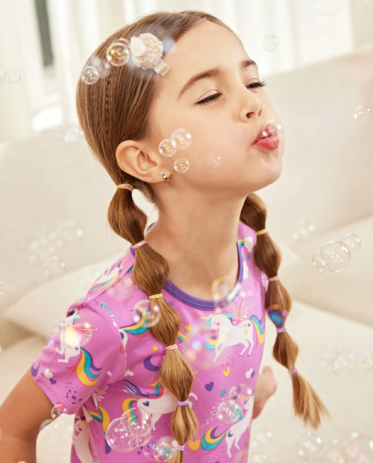 Unicorn Park Short Two-Piece Pajama Set, Unicorn Park bamboo short two piece pjs lifestyle 09