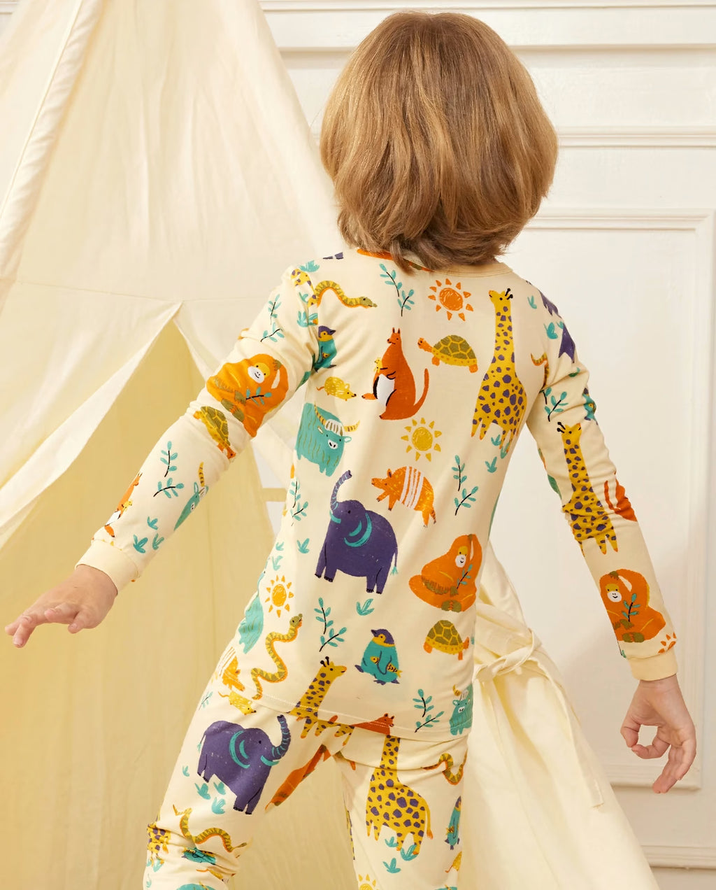 Animal Dreamland bamboo long two-piece pajamas, lifestyle view 8