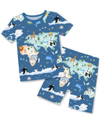 Animal Map Short Two-Piece Pajama Set, animal map bamboo short two piece pajama set main